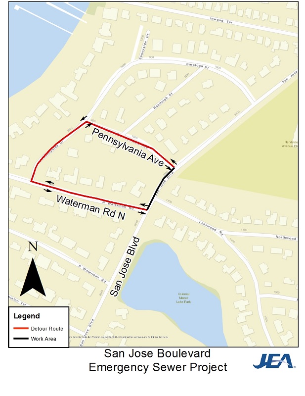 San Jose Boulevard Map of Work Area
